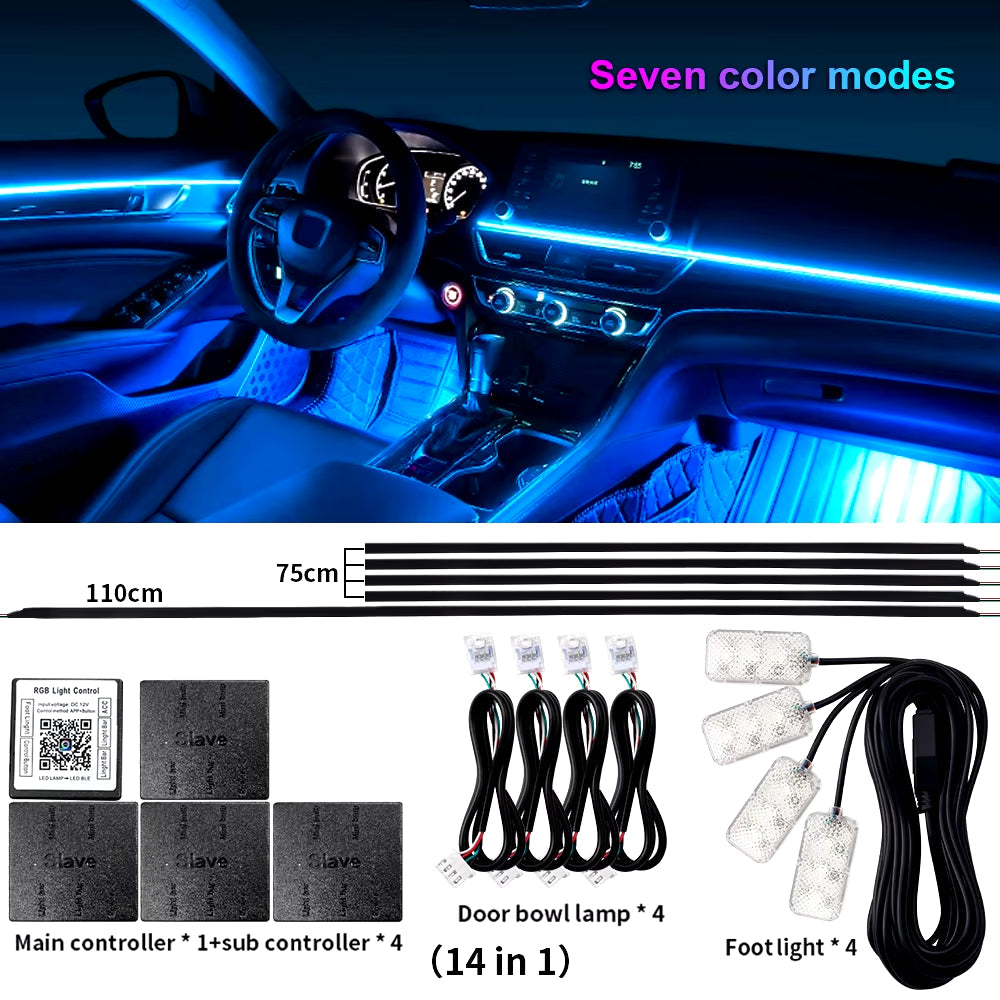 LED Symphony Ambient Car Lights I 18-in-1 RGB Interior Neon Strips