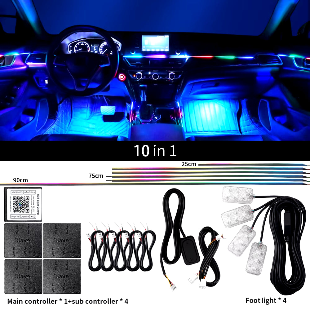 LED Symphony Ambient Car Lights I 18-in-1 RGB Interior Neon Strips