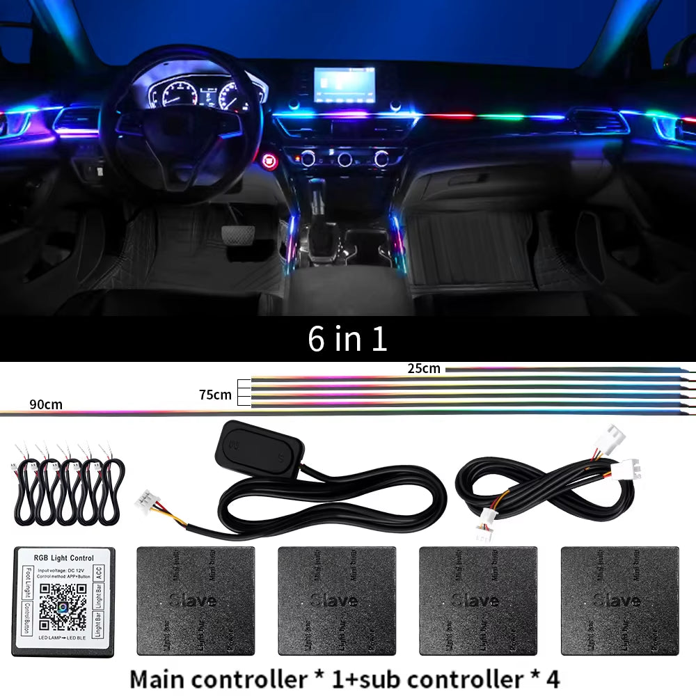 LED Symphony Ambient Car Lights I 18-in-1 RGB Interior Neon Strips