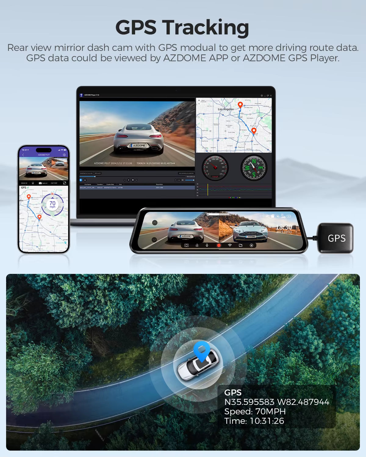 📷 AZDOME PG17 12-Inch WiFi Mirror Dash Cam with 2.5K Front and 1080P Rear Camera – Dual Waterproof Backup Solution for Vehicles