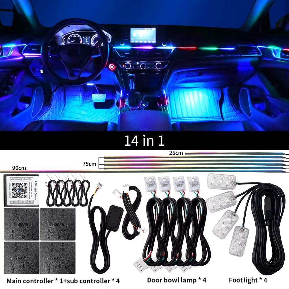 LED Symphony Ambient Car Lights I 18-in-1 RGB Interior Neon Strips