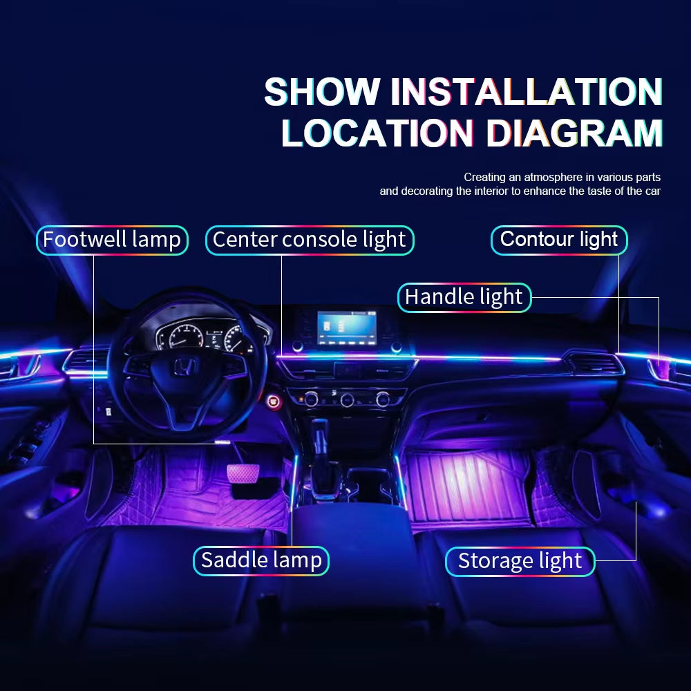 LED Symphony Ambient Car Lights I 18-in-1 RGB Interior Neon Strips